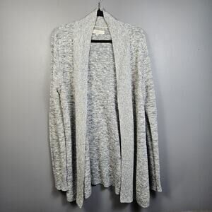 Loft Womens Long Sleeve Blue Metallic Grey Open Front Knit Cardigan Size Large